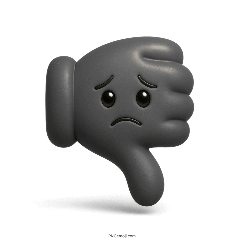 Sad gray thumbs down emoji with a disappointed expression.