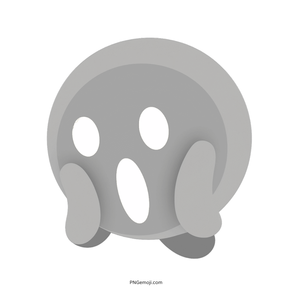  Gray "Scream" TikTok emoji with wide eyes and open mouth, showing surprise.