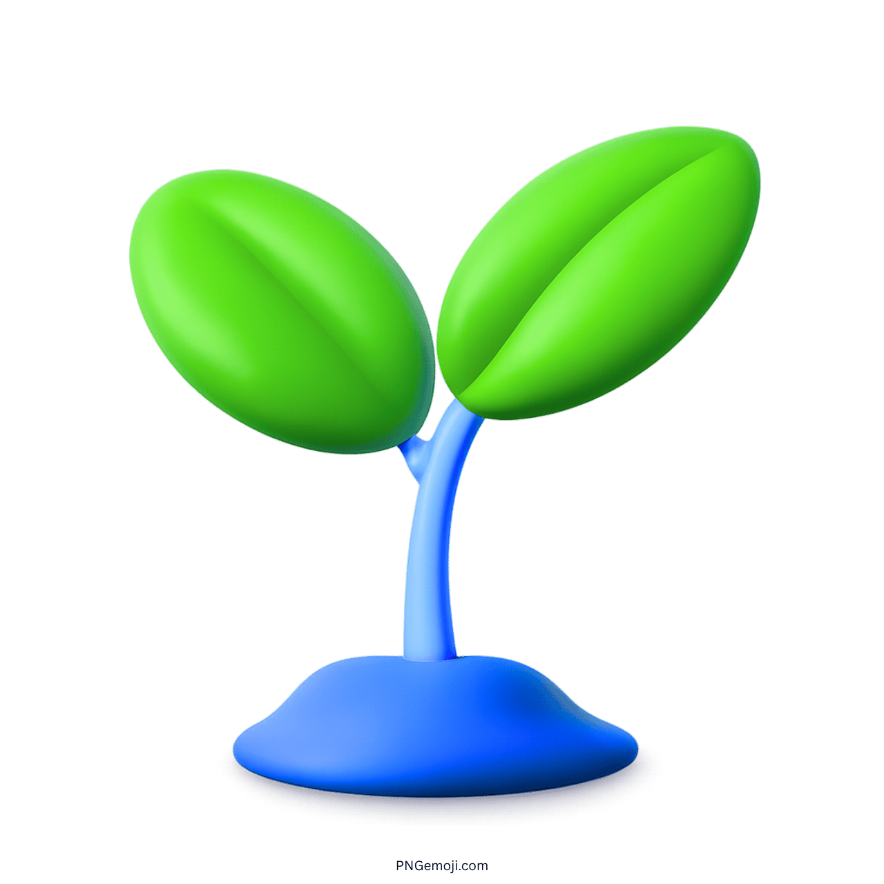 3D seedling emoji with green leaves and blue base, symbolizing growth