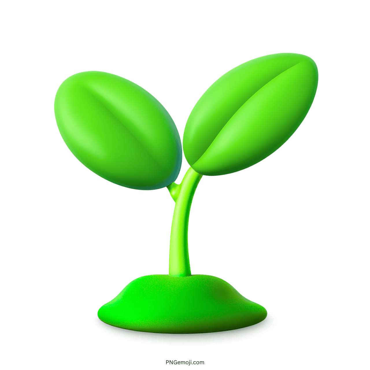 3D seedling emoji with green leaves and green base, symbolizing growth
