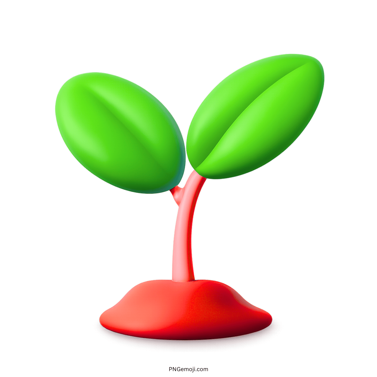 3D seedling emoji with green leaves and red base, symbolizing growth