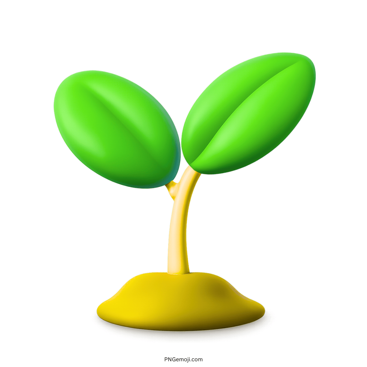  3D seedling emoji with green leaves and yellow base, symbolizing growth