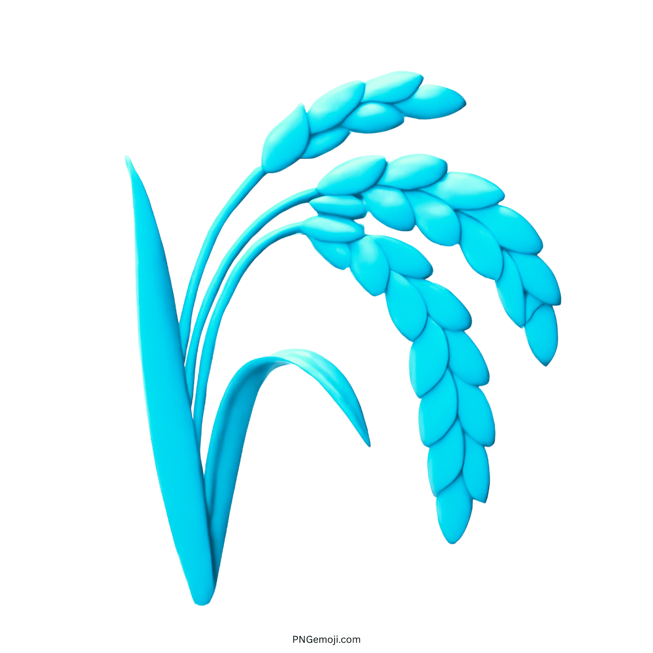 Blue sheaf of rice emoji with stylized rice grains and leaves.