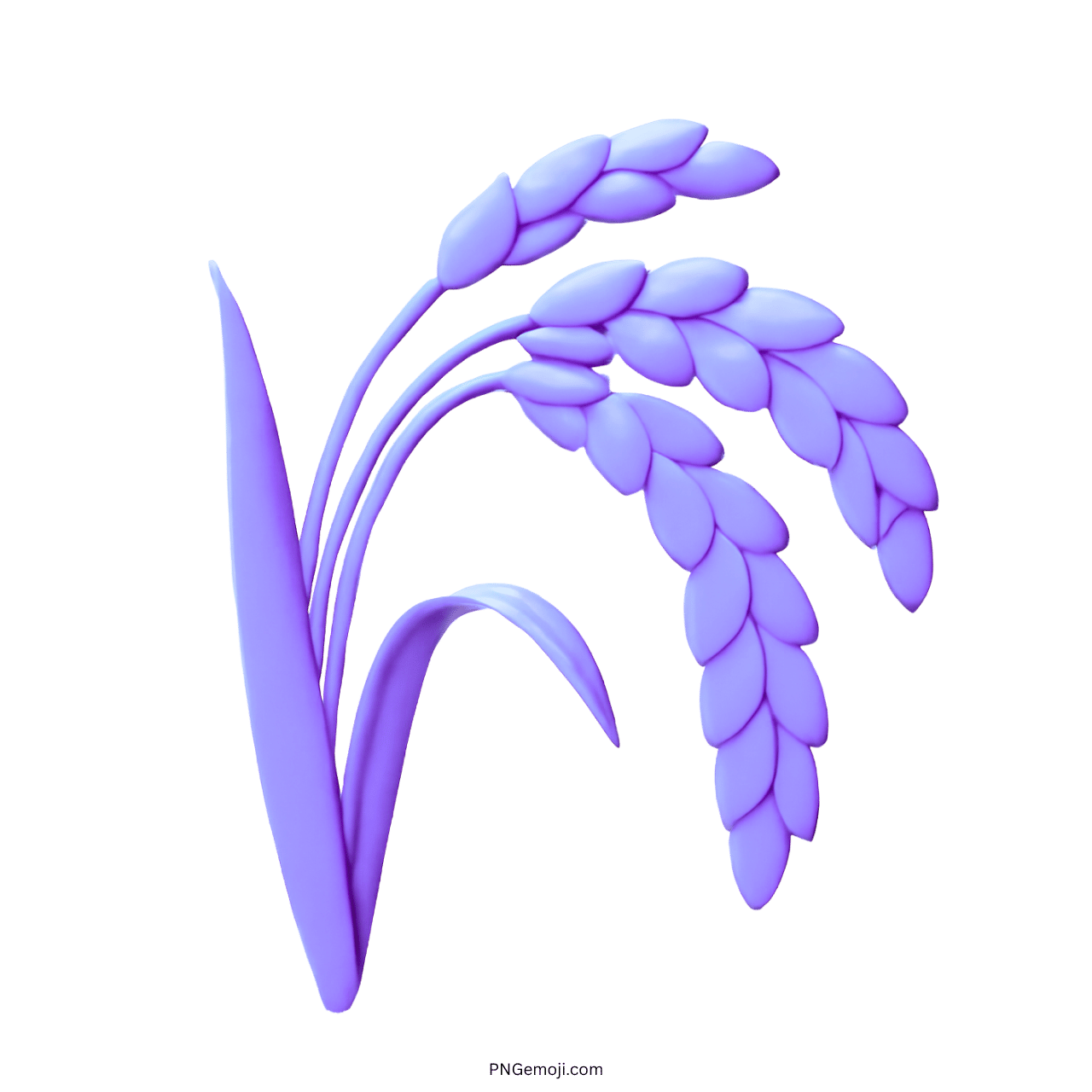 Lavender sheaf of rice emoji with stylized rice grains and leaves