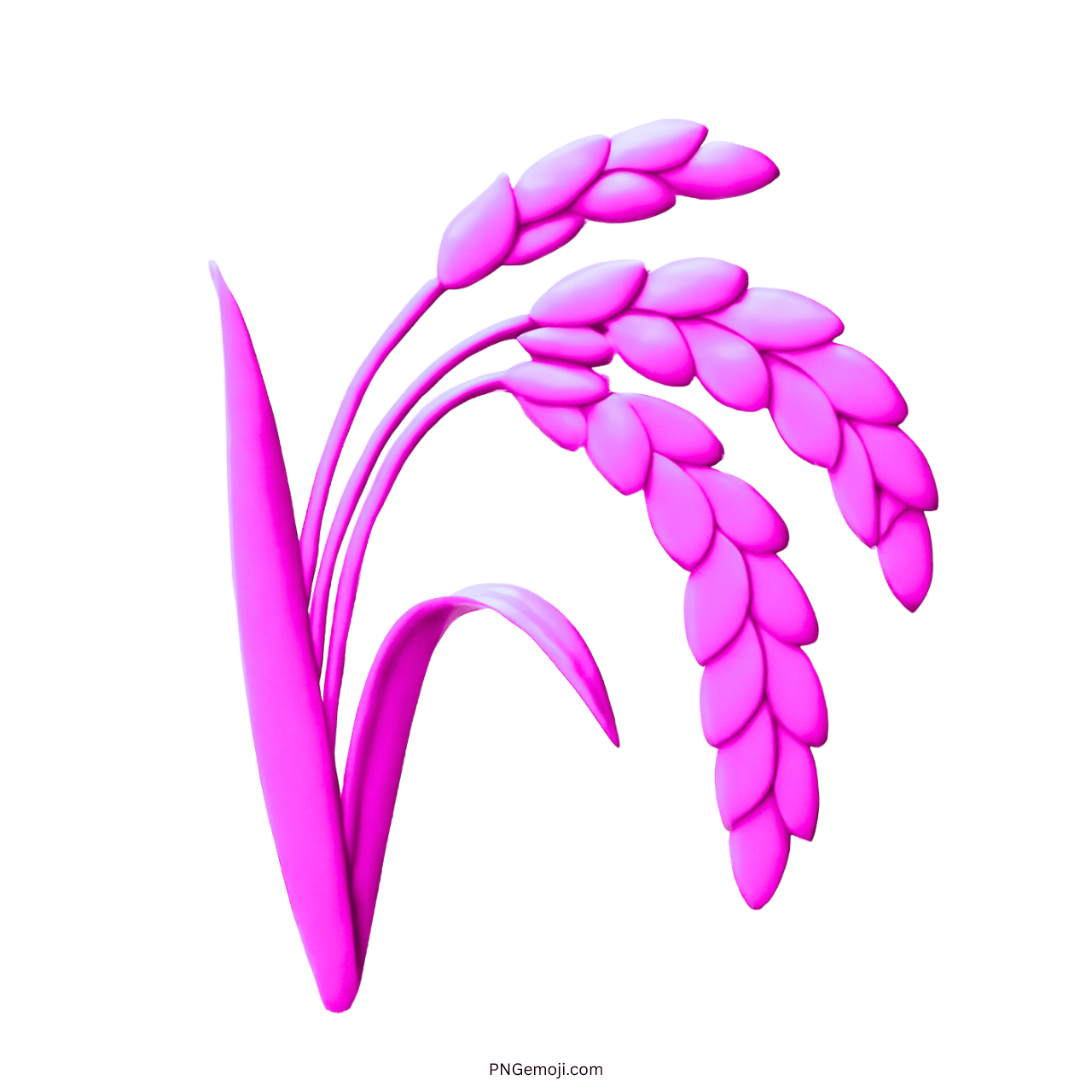  Pink-purple sheaf of rice emoji with stylized rice grains and leaves