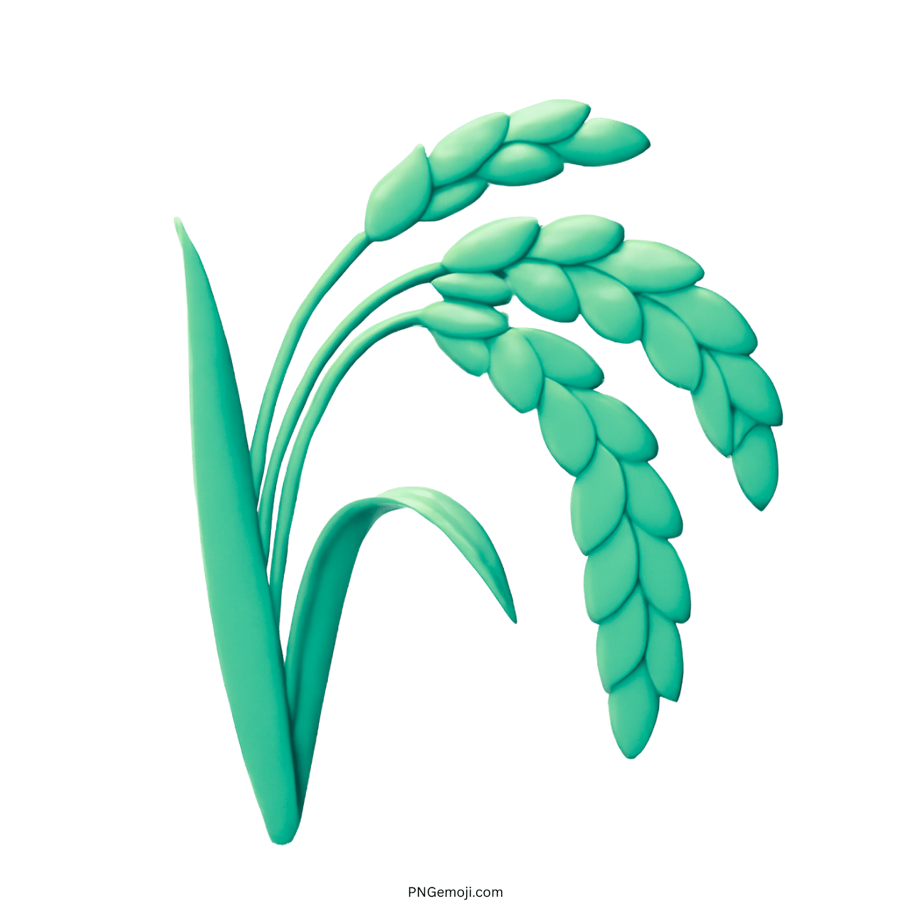Teal sheaf of rice emoji with stylized rice grains and leaves