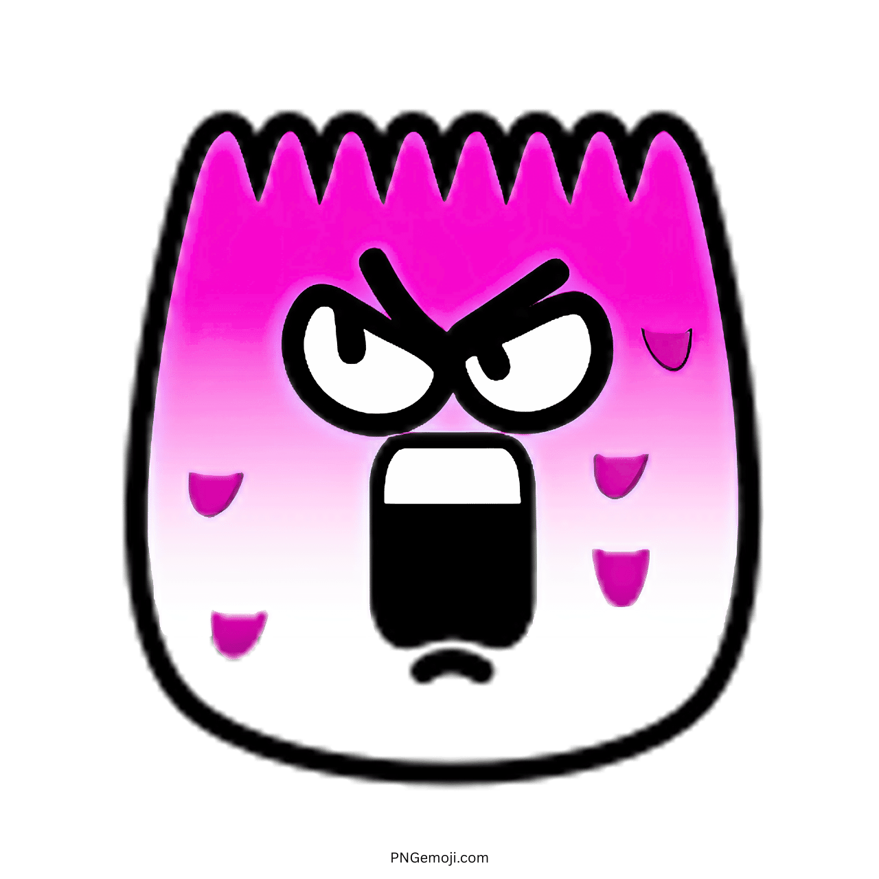 Shock TikTok emoji with angry eyes, open mouth, and pink gradient cartoon face