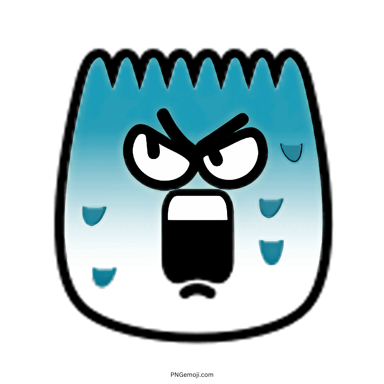 Shock TikTok emoji with angry surprised face and blue sweat drop expressions