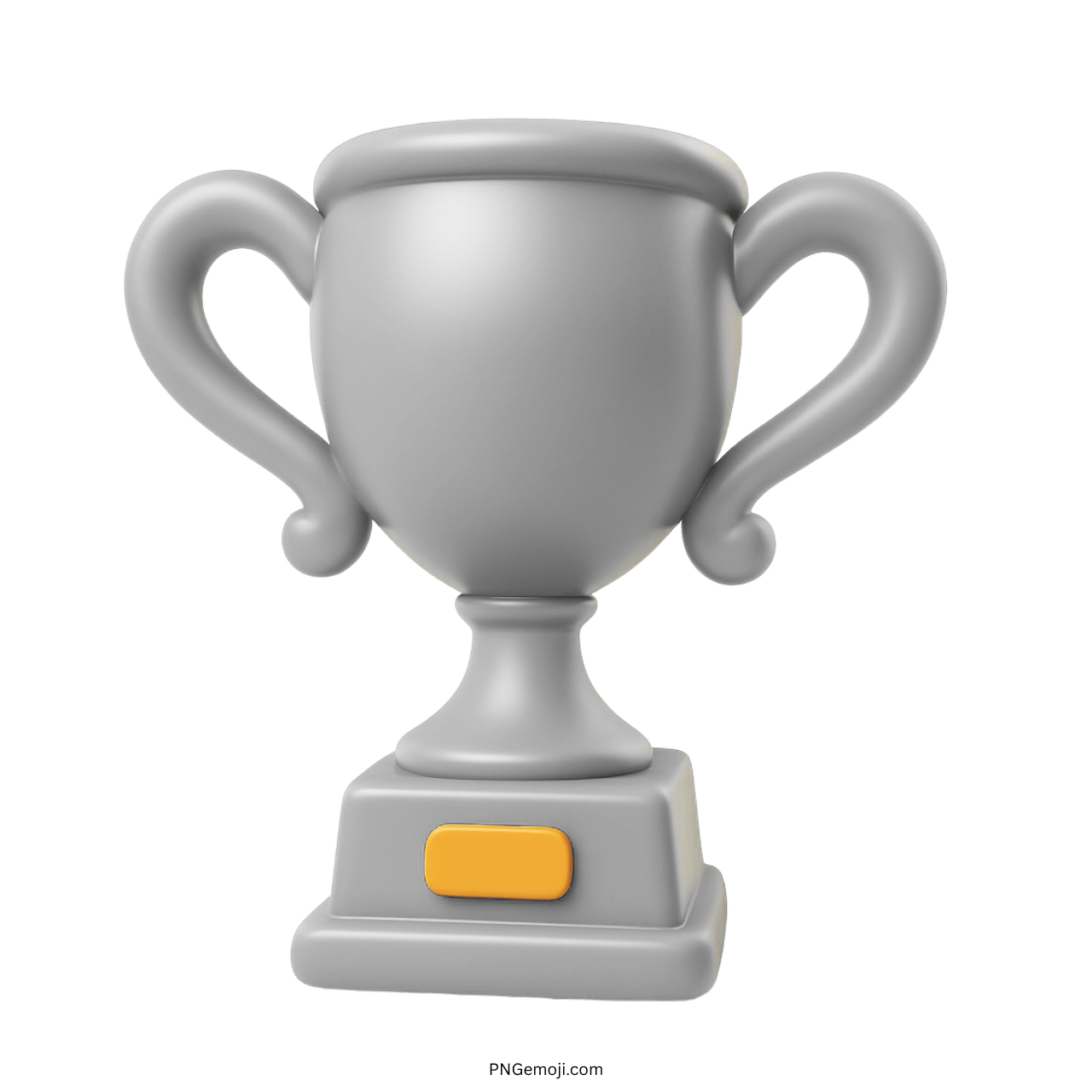 Silver 3D trophy emoji with elegant handles and base on transparent background PNG