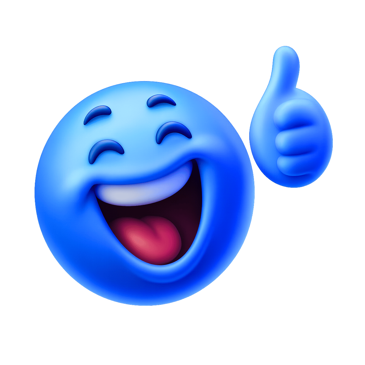 Blue happy sing it out emoji with smiling face and thumbs up gesture
