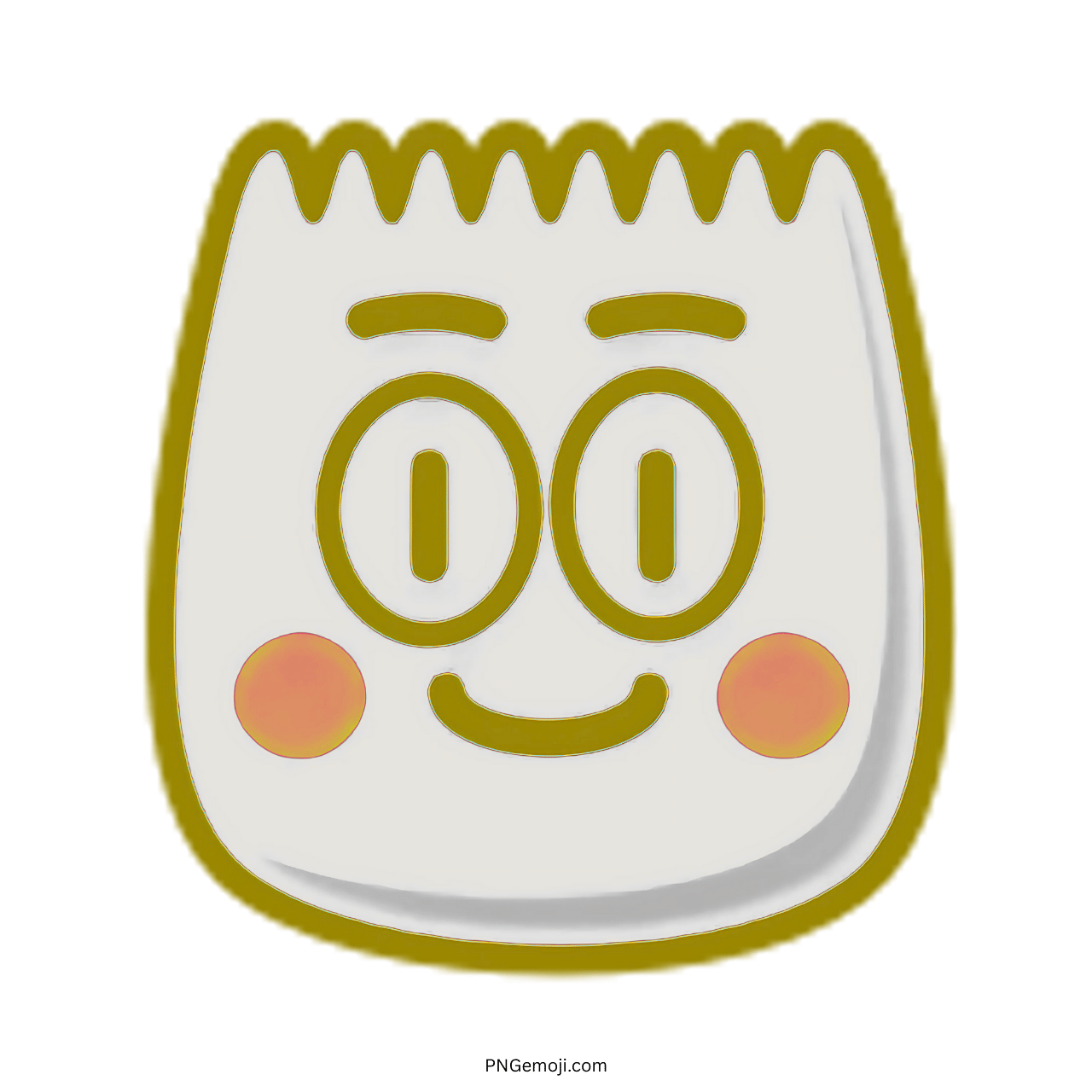 Cute 3D smiley face TikTok emoji with peach cheeks and yellow outline