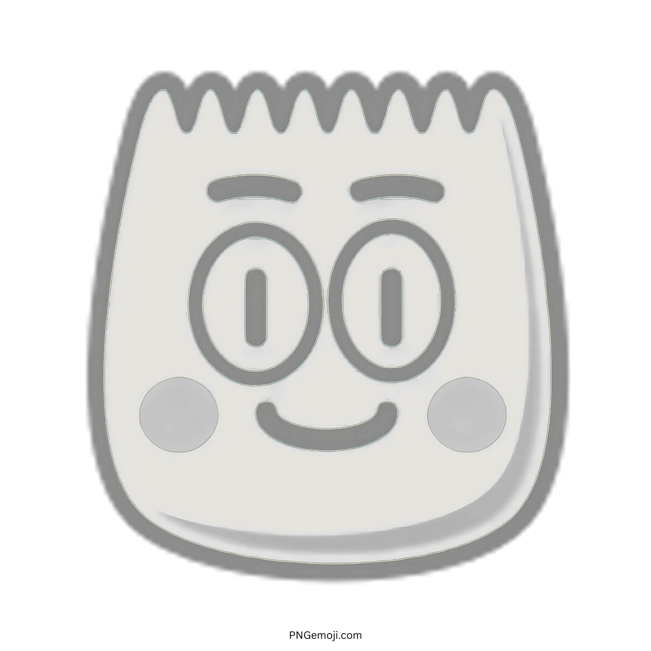 3D smiley TikTok emoji with light grey cheeks and outline, perfect for minimalistic designs
