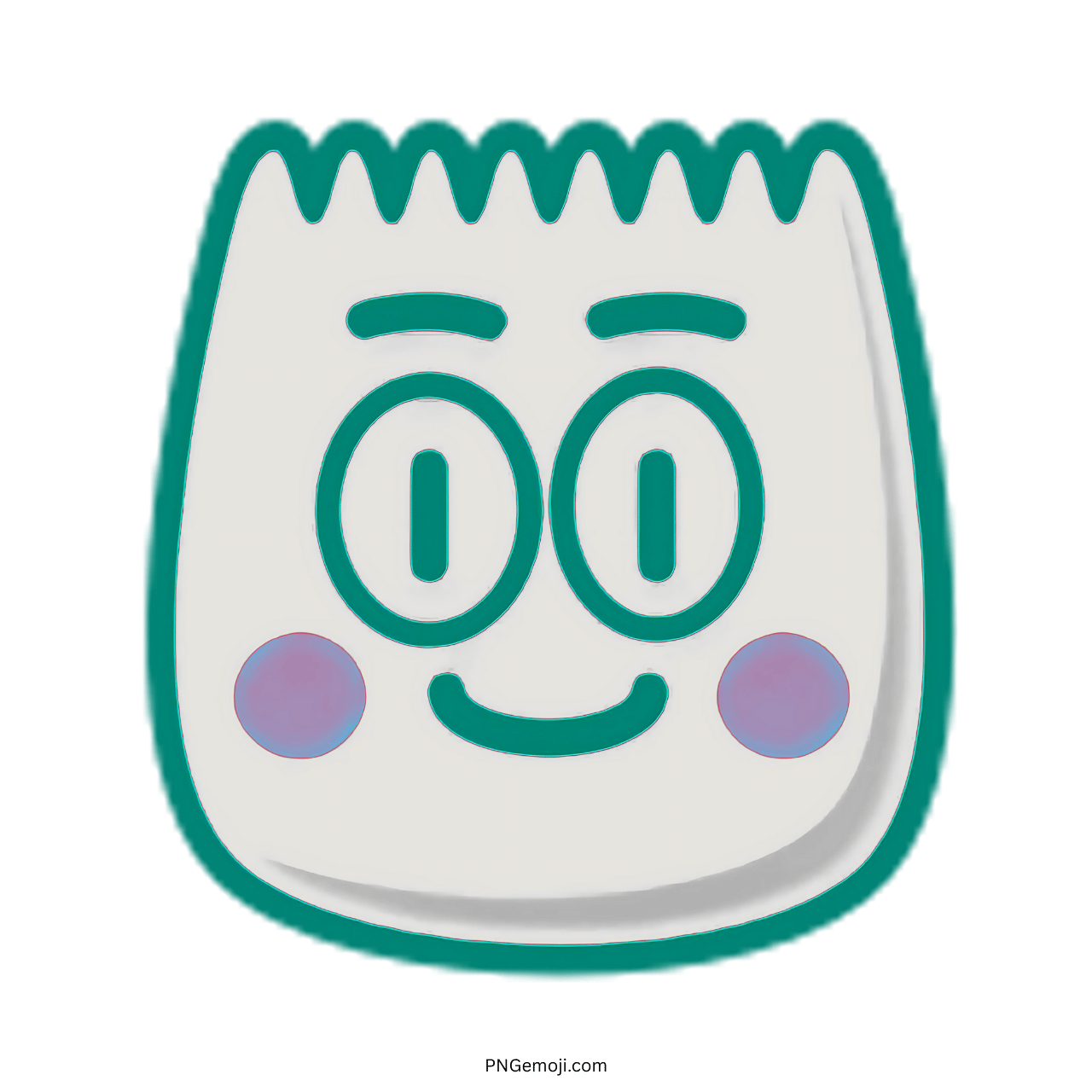 3D smiley TikTok emoji with purple cheeks and teal outline, perfect for vibrant and fun designs