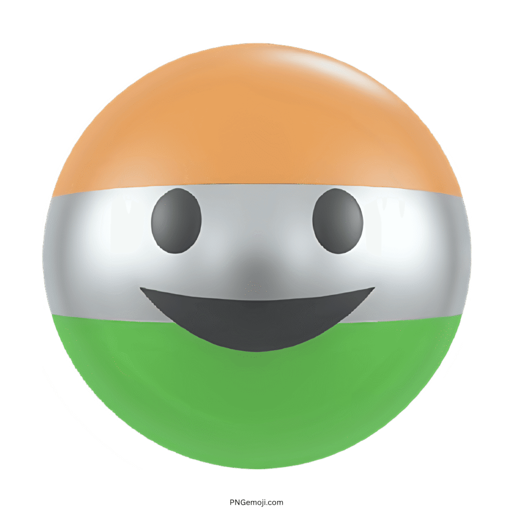 3D smiling emoji face with Indian flag tricolor design