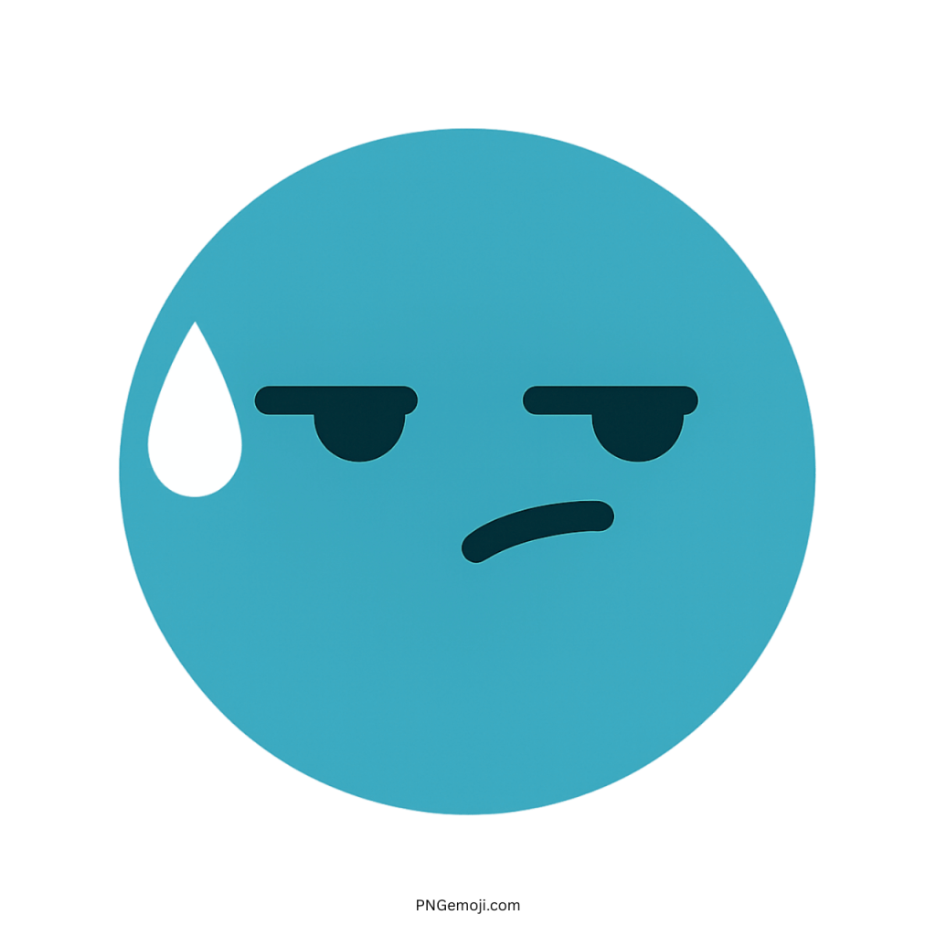 Speechless TikTok emoji blue face with sweat drop and sarcastic unimpressed facial expression