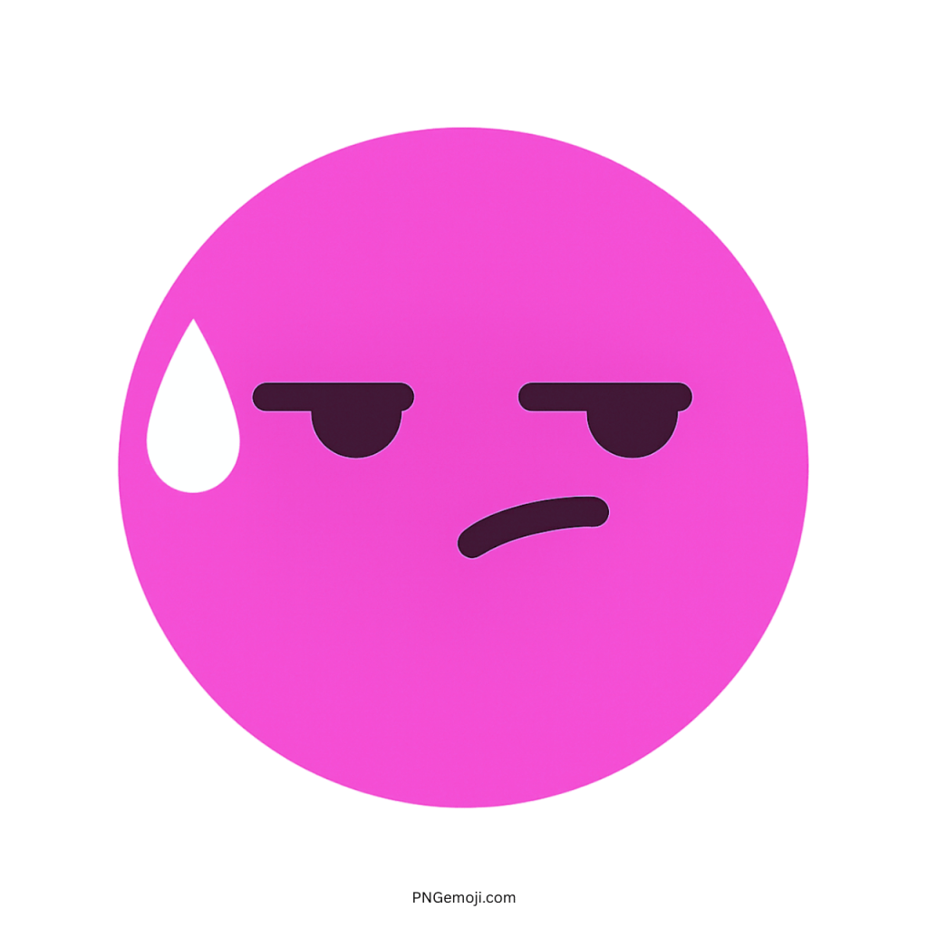 Speechless TikTok emoji pink face with sweat drop and unimpressed facial expression