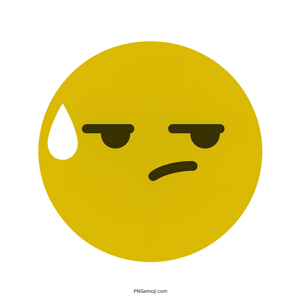 Speechless TikTok emoji yellow face with sweat drop and unimpressed facial expression