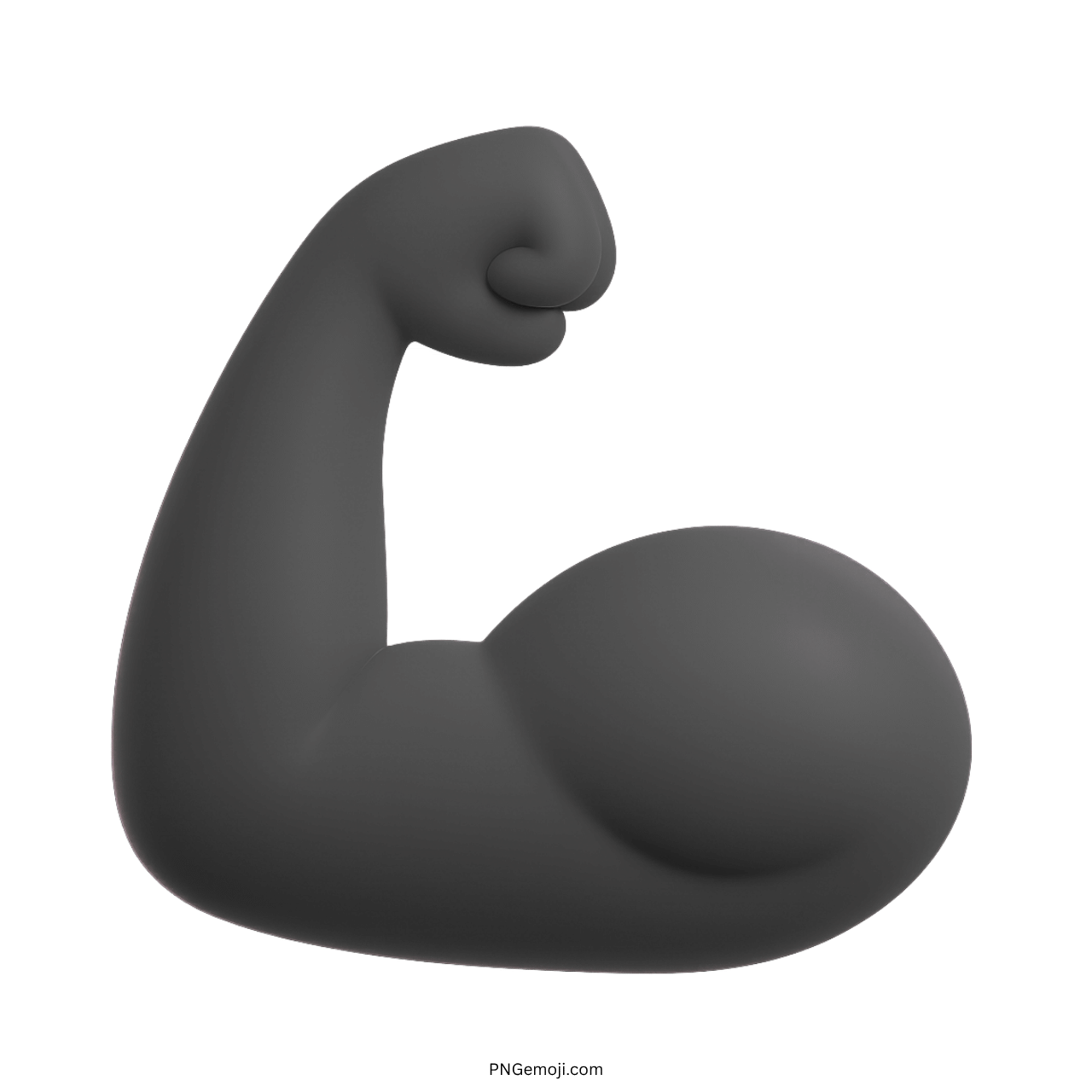 3D strong emoji flexed biceps black arm icon with transparent background PNG image