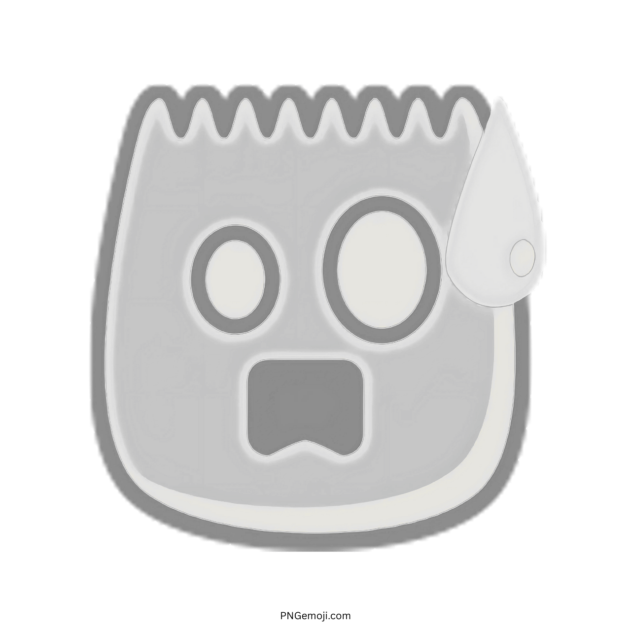 Shocked Tiktok emoji with a white outline and sweat drop, perfect for expressing surprise or shock.