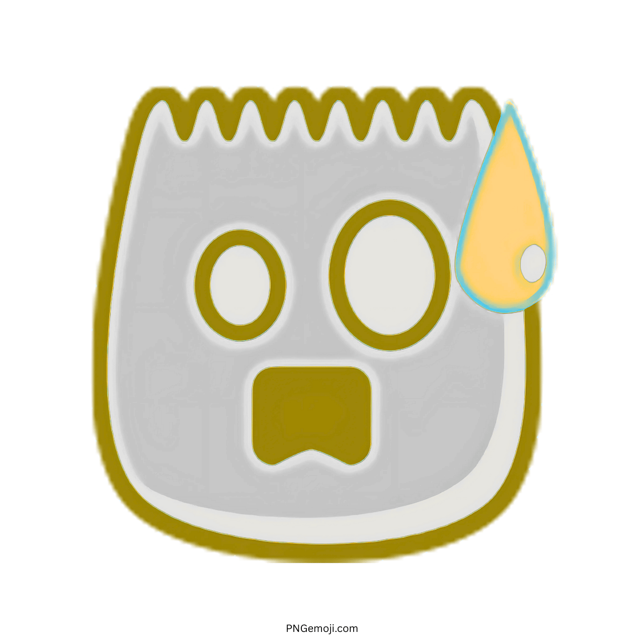 3D stunned TikTok emoji with yellow droplet and shocked face in PNG format.