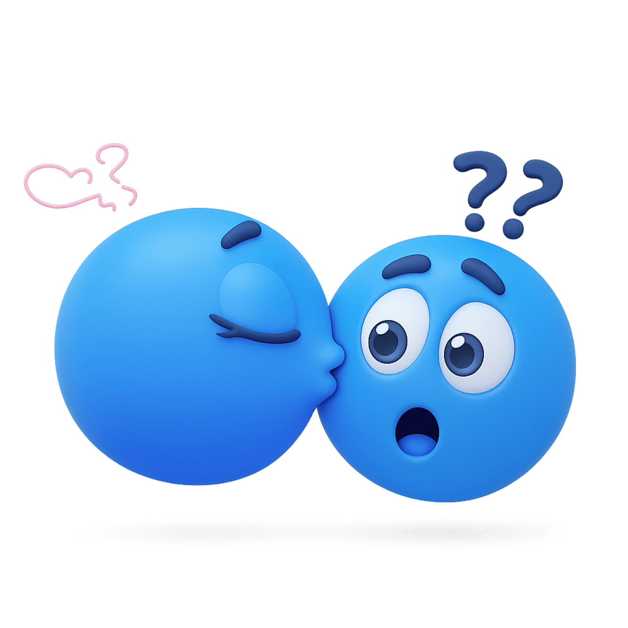3D blue surprise kiss emoji with shocked face and transparent background PNG