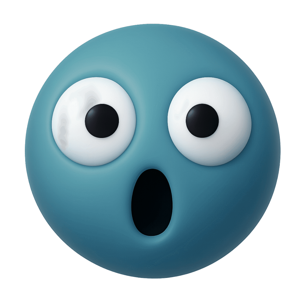  Surprised TikTok emoji with wide eyes and open mouth, expressive light blue face.