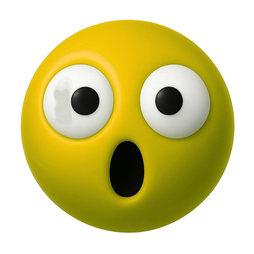 Surprised yellow TikTok emoji with wide-open eyes and oval mouth reaction