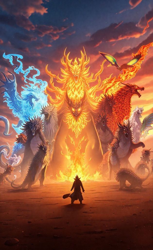 Epic tailed beasts Naruto wallpaper with all nine powerful bijuu in stunning anime art