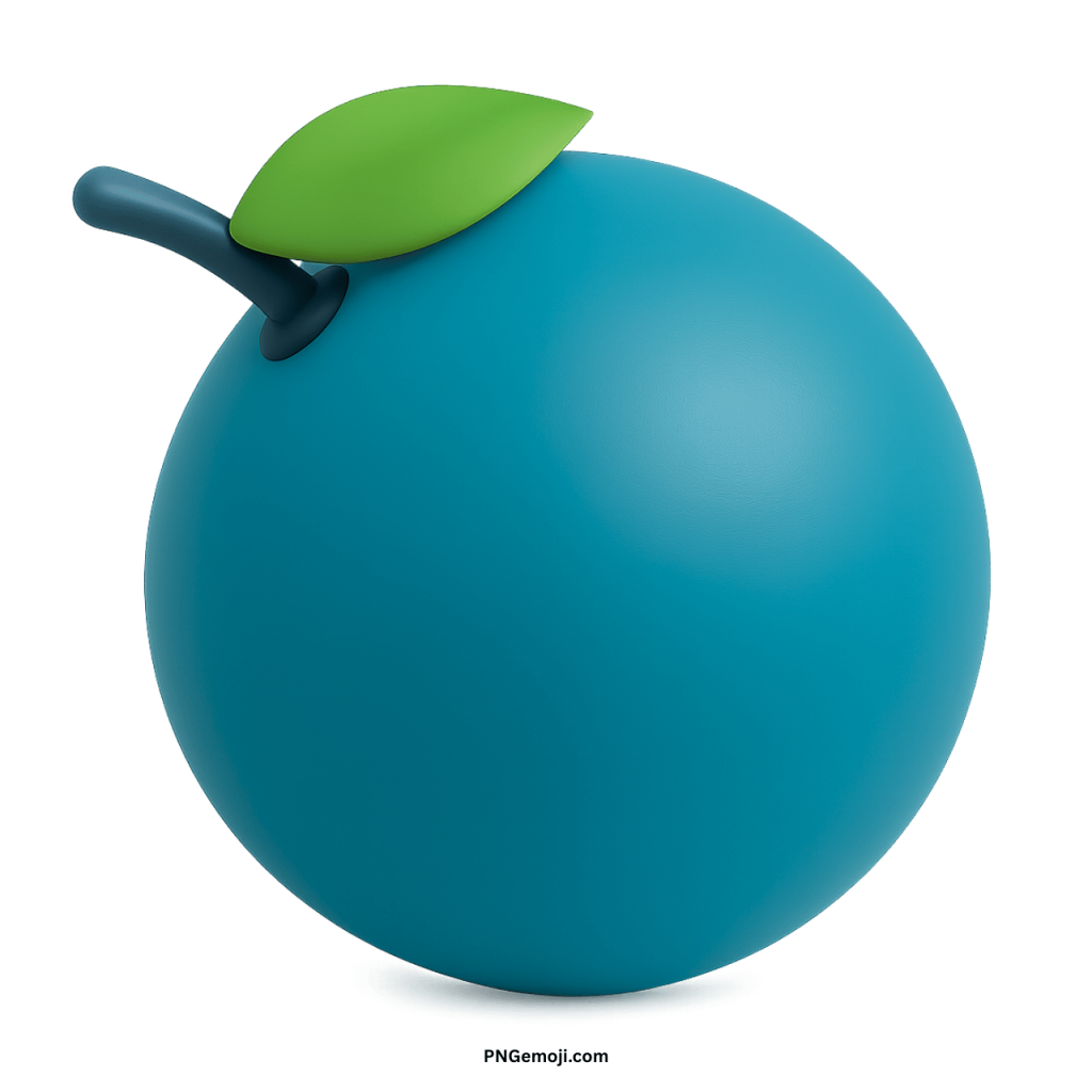 Tangerine emoji blue fruit with green leaf modern digital keyboard symbol design