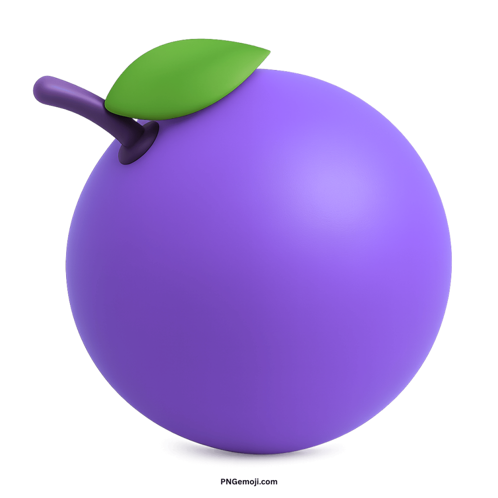 Tangerine emoji purple fruit symbol with green leaf digital keyboard icon design