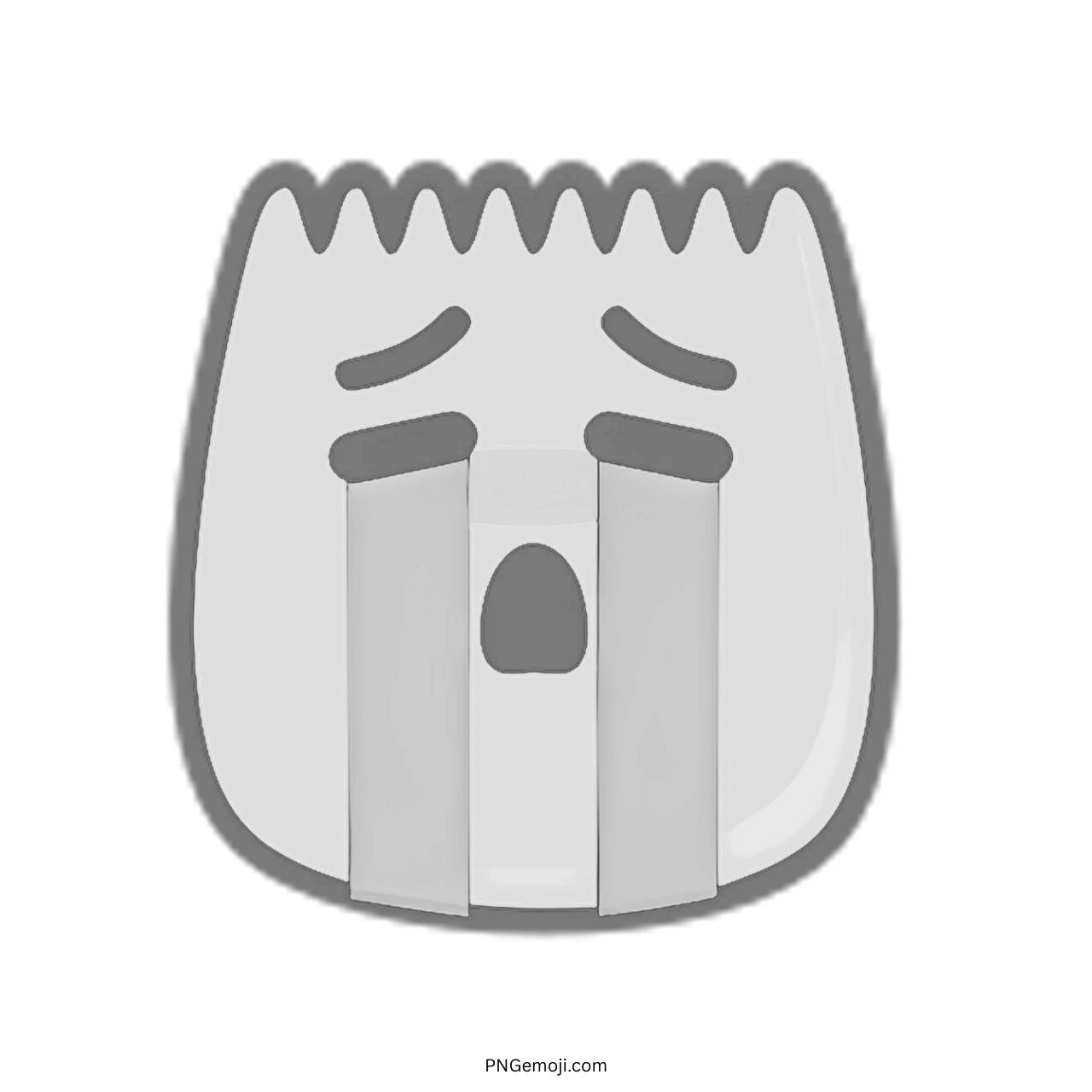 Sad TikTok emoji with gray tears falling down.