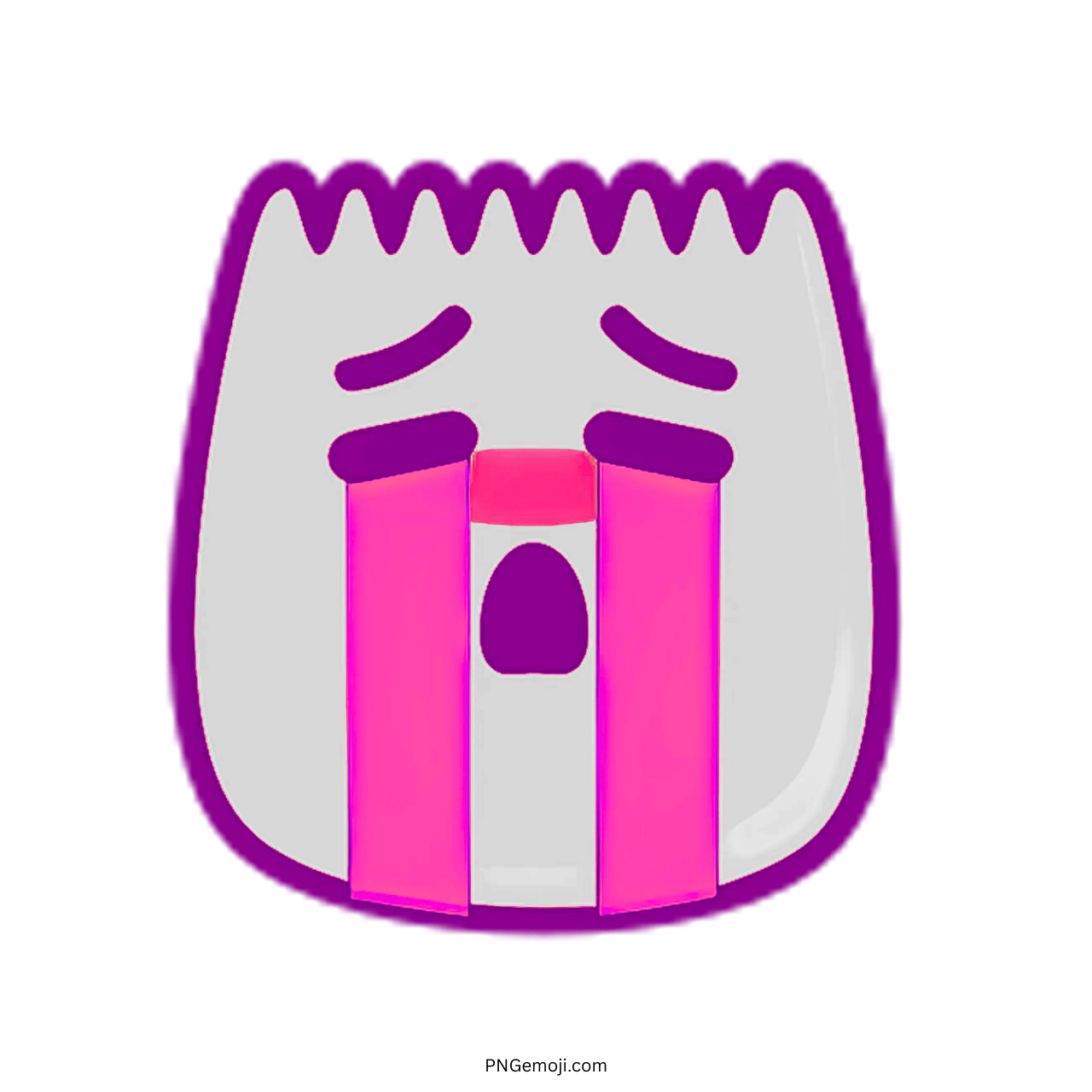 Sad TikTok emoji with pink tears streaming down.