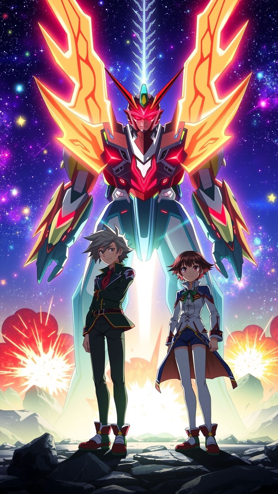 Epic Tengen Toppa Gurren Lagann anime wallpaper with Simon Kamina and giant mecha