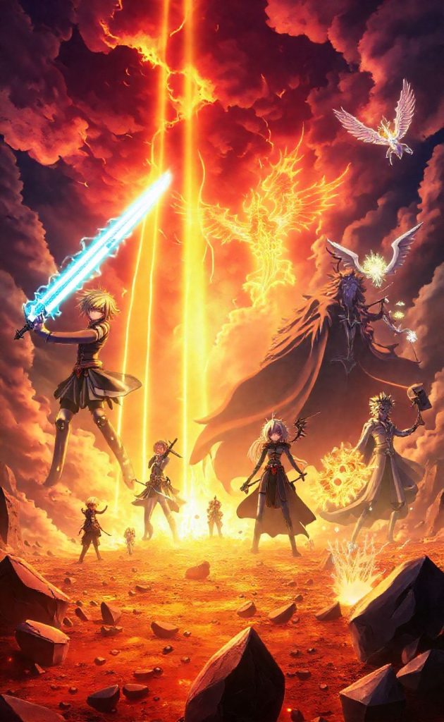 Epic Seven Deadly Sins Cursed by Light anime wallpaper with heroes and blazing sky