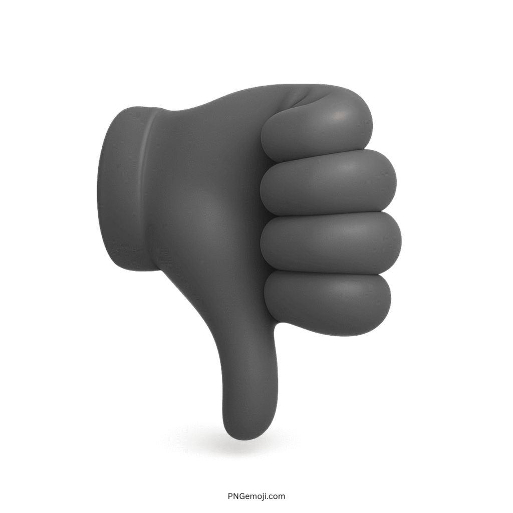 Grey 3D thumbs down emoji showing disapproval