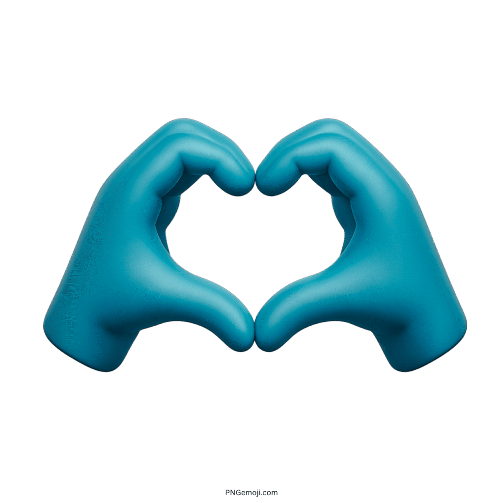 Turquoise heart hand emoji with two hands forming a heart shape
