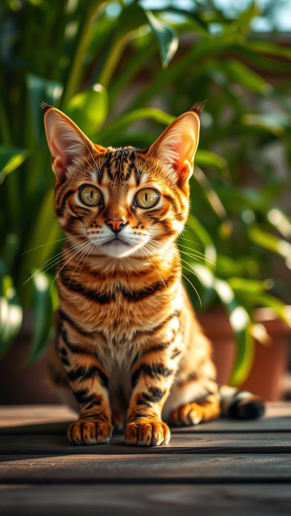 Ultra-realistic close-up wallpaper of a beautiful Bengal cat with golden brown markings