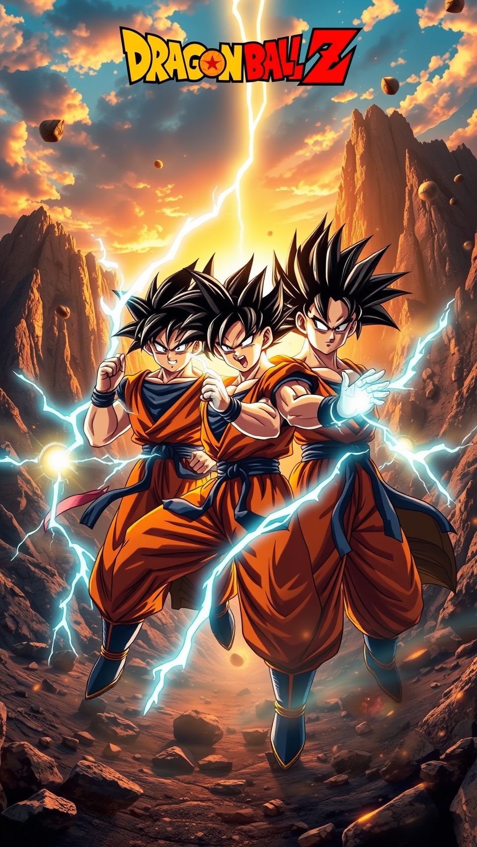 Dragon Ball Z abridged wallpaper with Goku powering up in a cinematic lightning scene