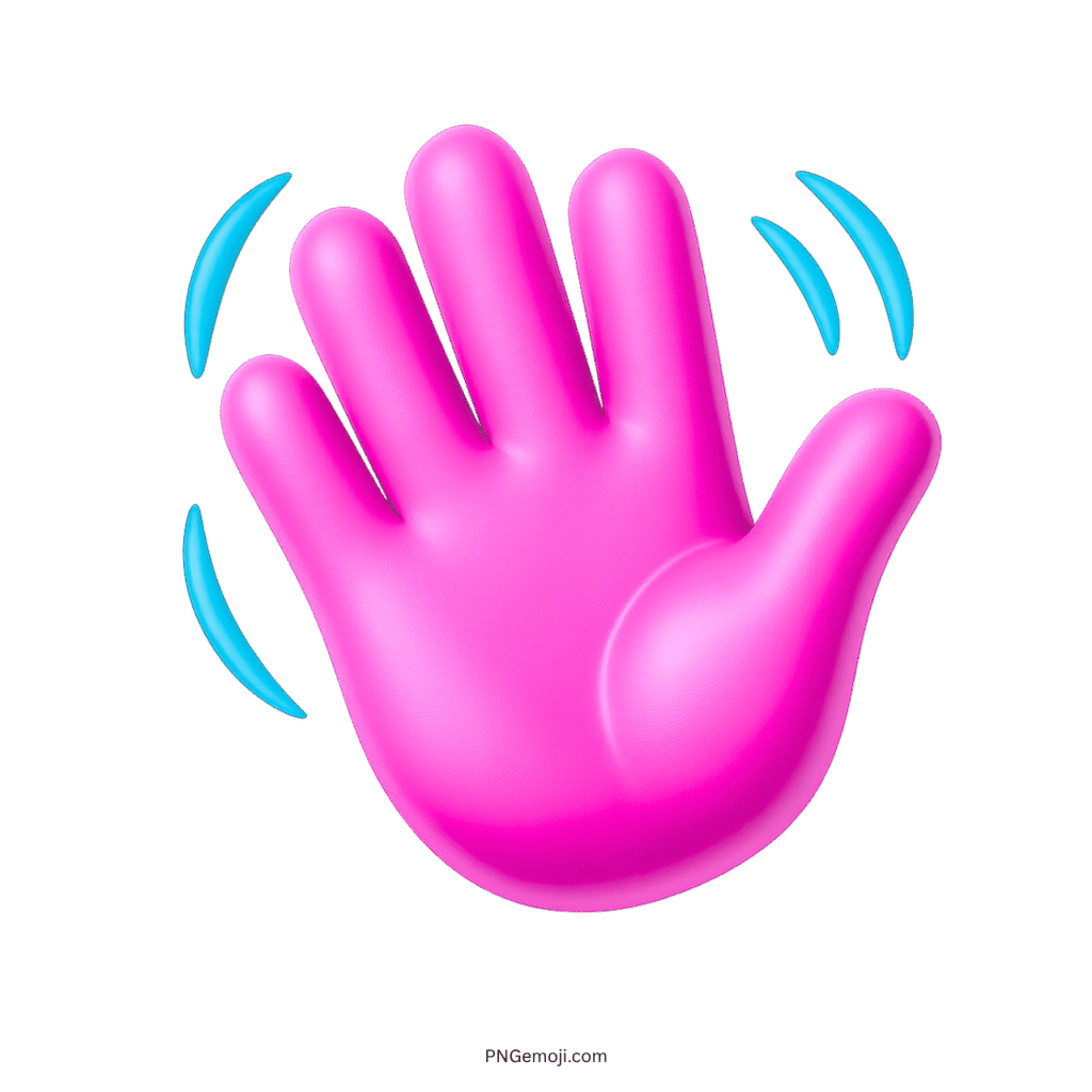  3D pink waving hand emoji with motion effect