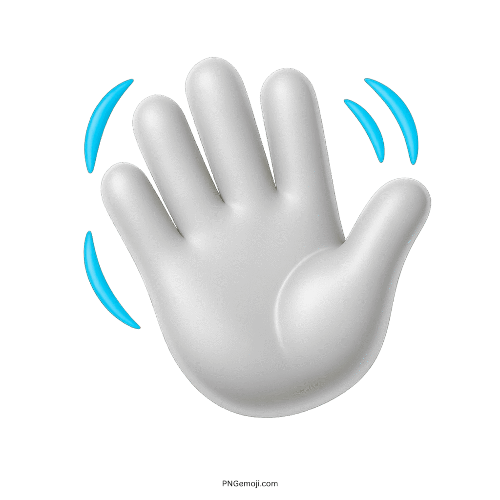3D white waving hand emoji with motion effect