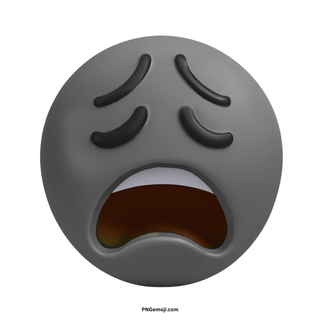 Weary emoji showing tired face with sad expression and open mouth emoticon design
