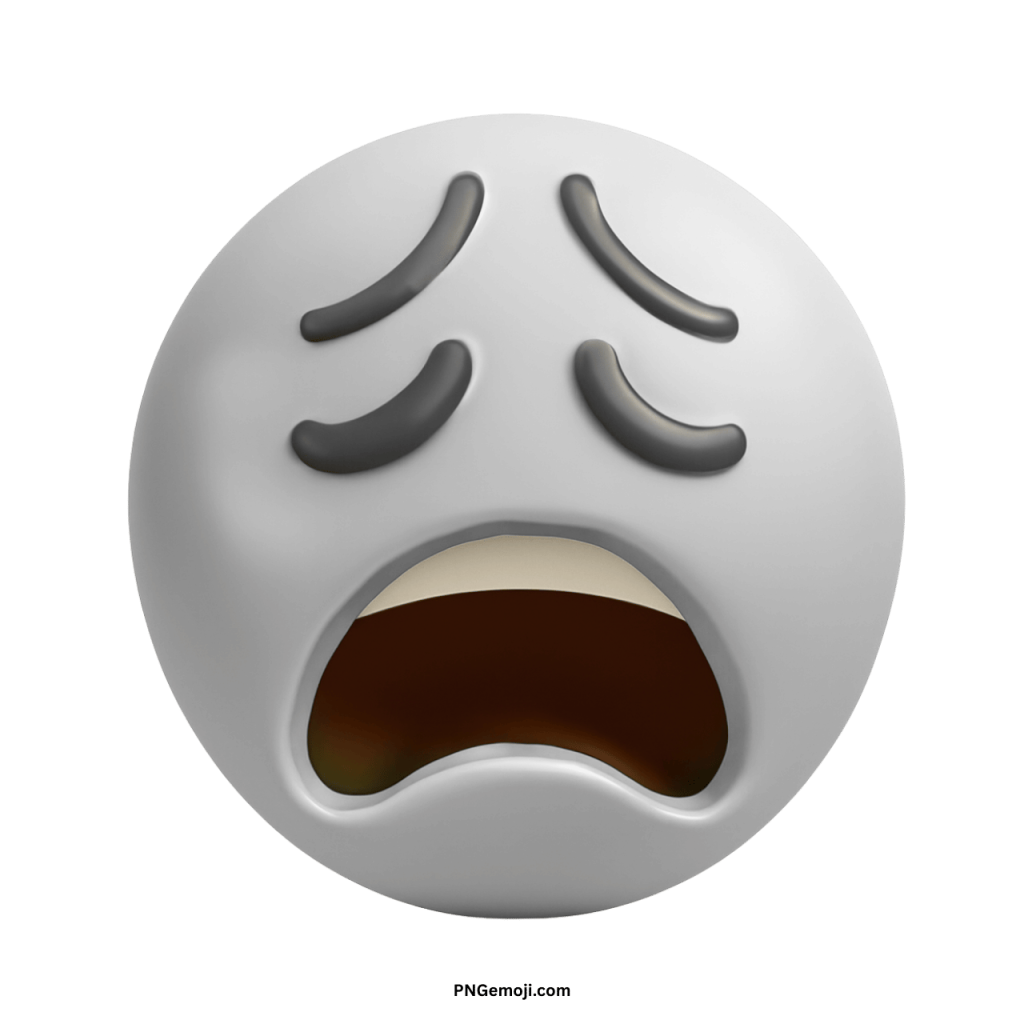 Weary emoji white tired face with exhausted sad expression and open mouth emoticon