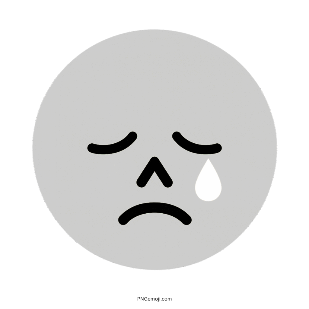 Light gray weeping emoji with a tear drop, expressing sadness.
