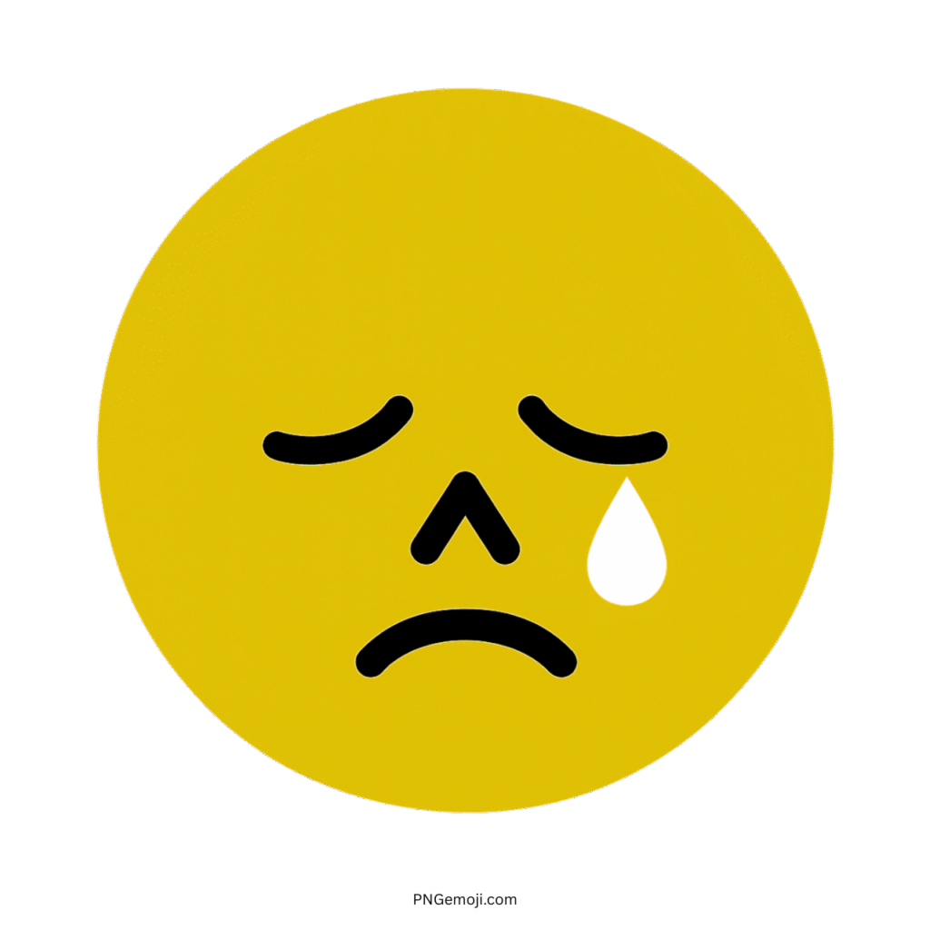  Yellow weeping emoji with a tear drop, expressing sadness.