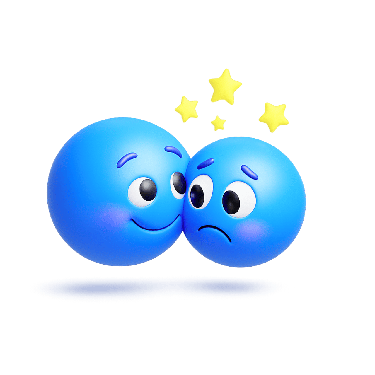 Whimsical emoji showing funny blue face with stars and playful emotional expression