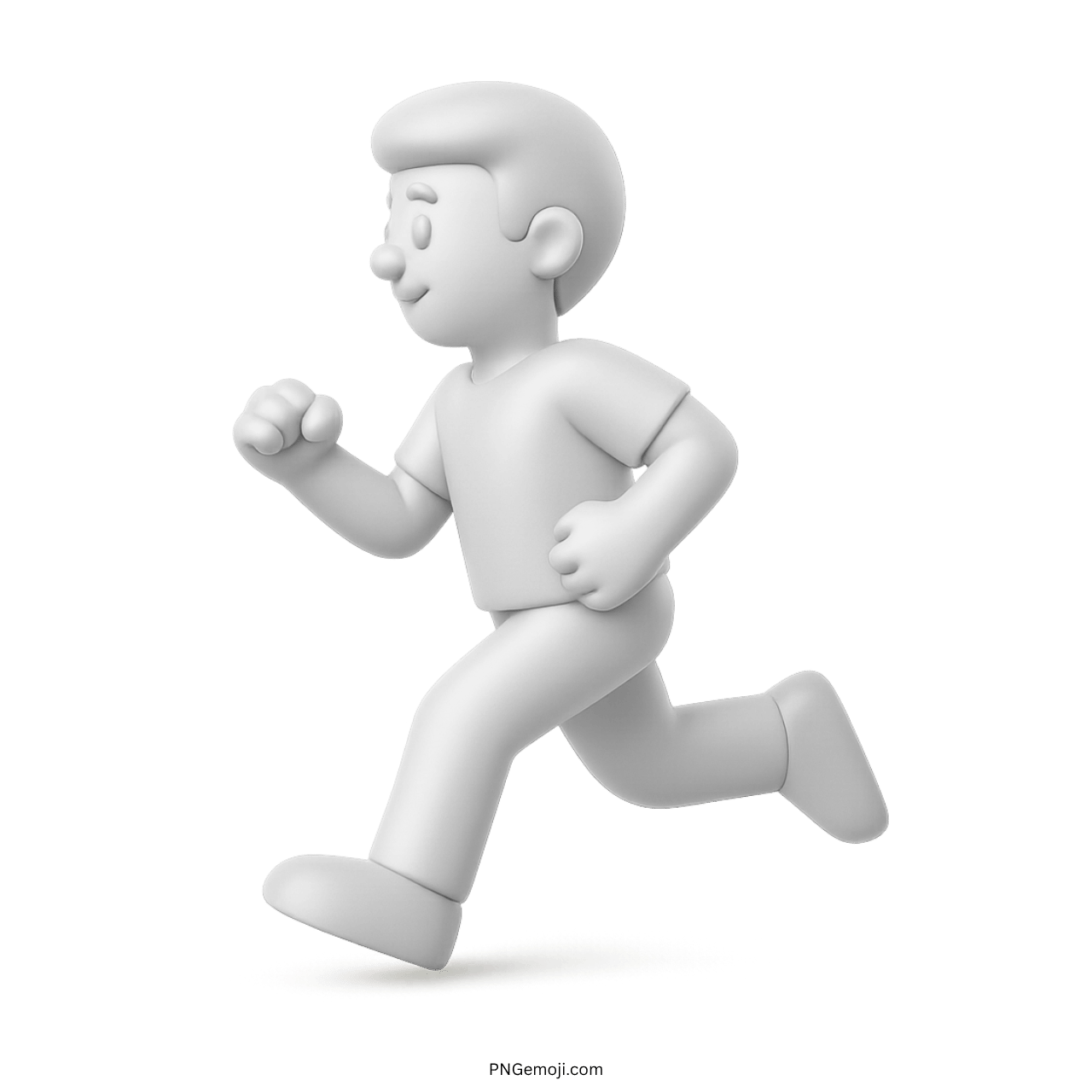3D white running emoji man cartoon character with transparent background for design use