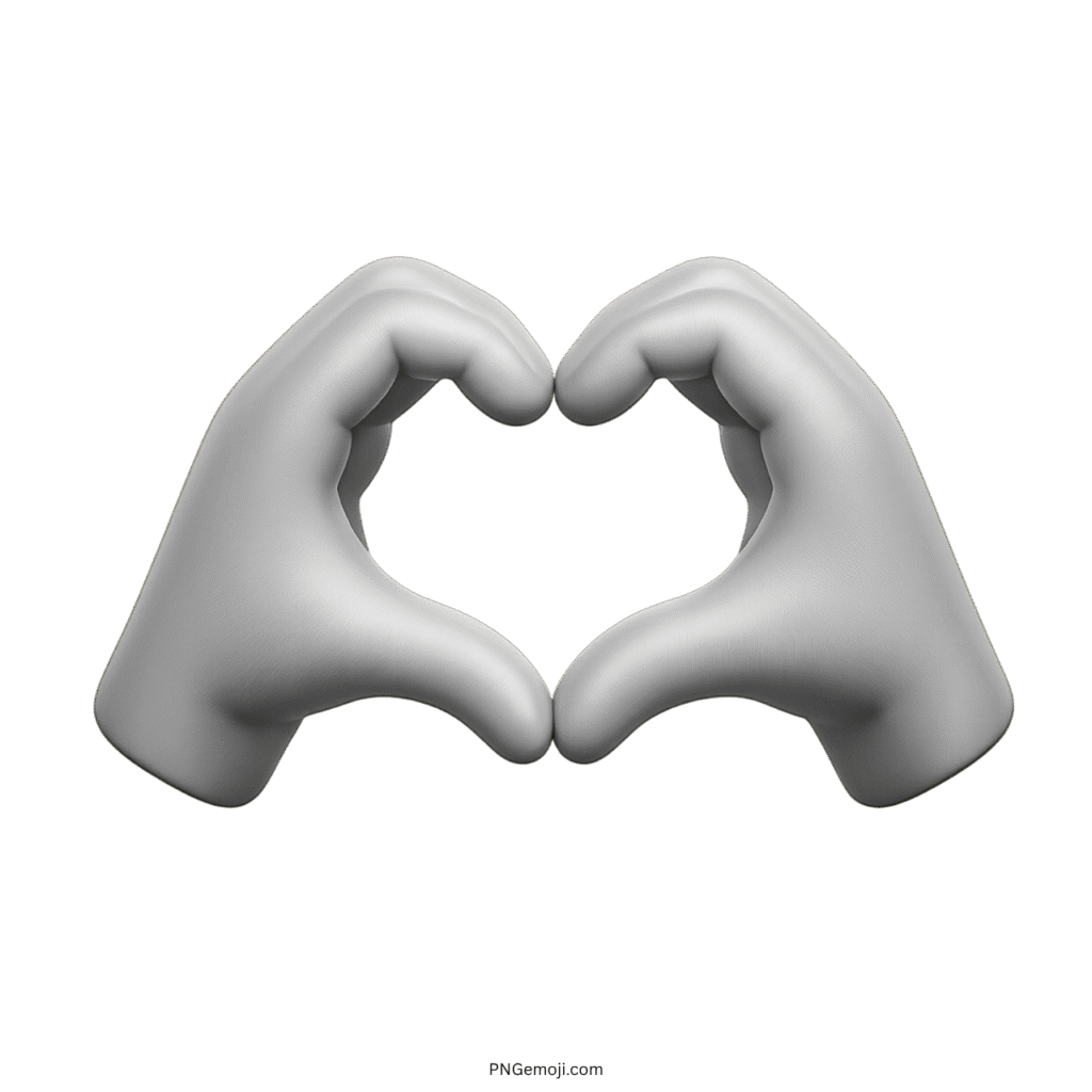 White heart hand emoji with two hands forming a heart shape