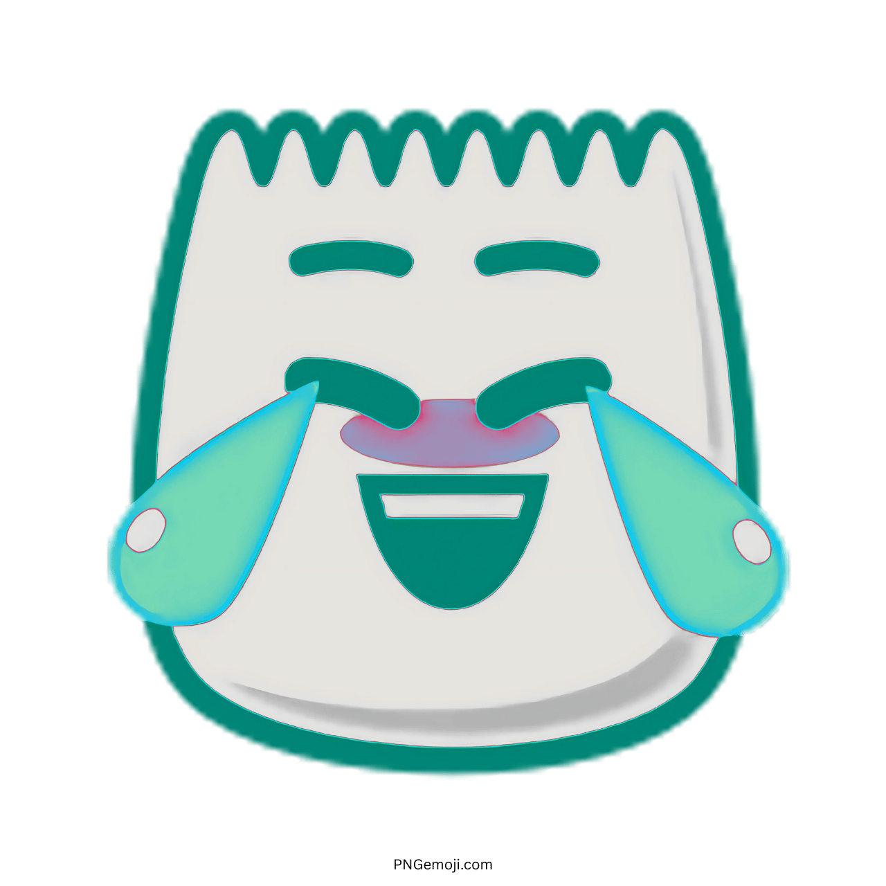 White laughing TikTok emoji cartoon crying with happy tears transparent PNG design