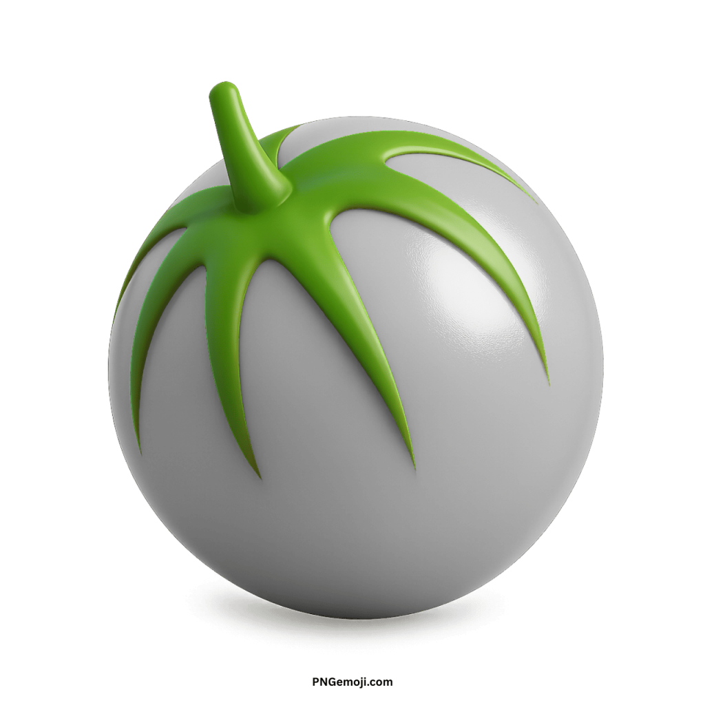 White melon emoji with green stem unique fruit symbol for chats and digital design