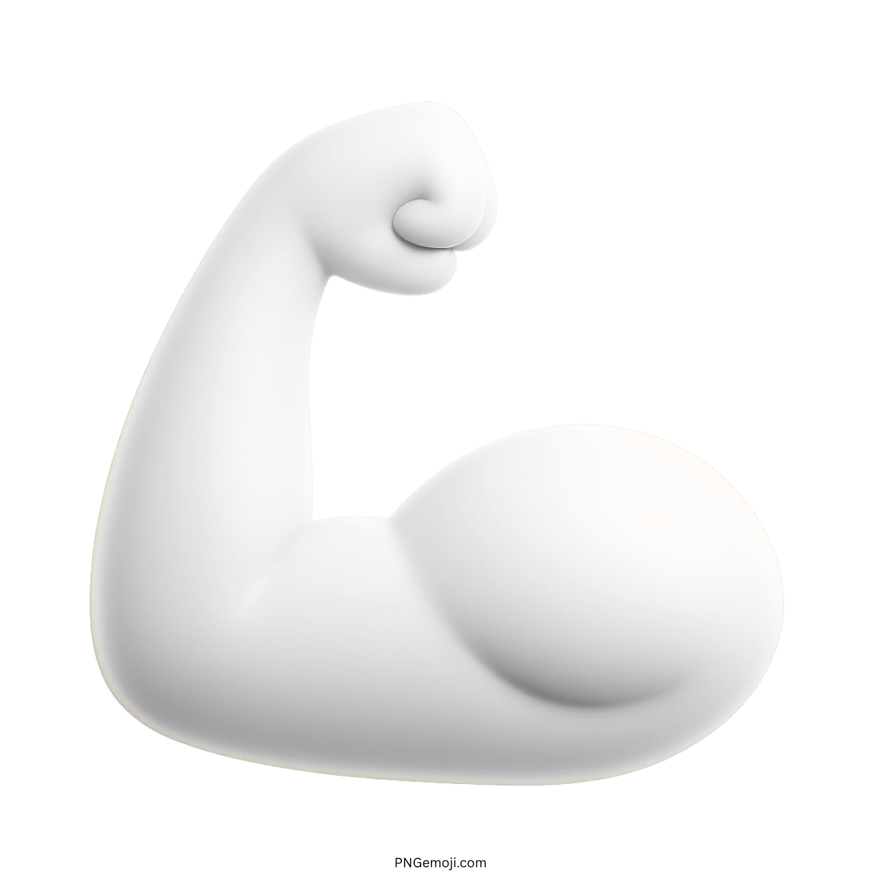 3D strong emoji flexed white biceps arm icon with transparent background PNG image
